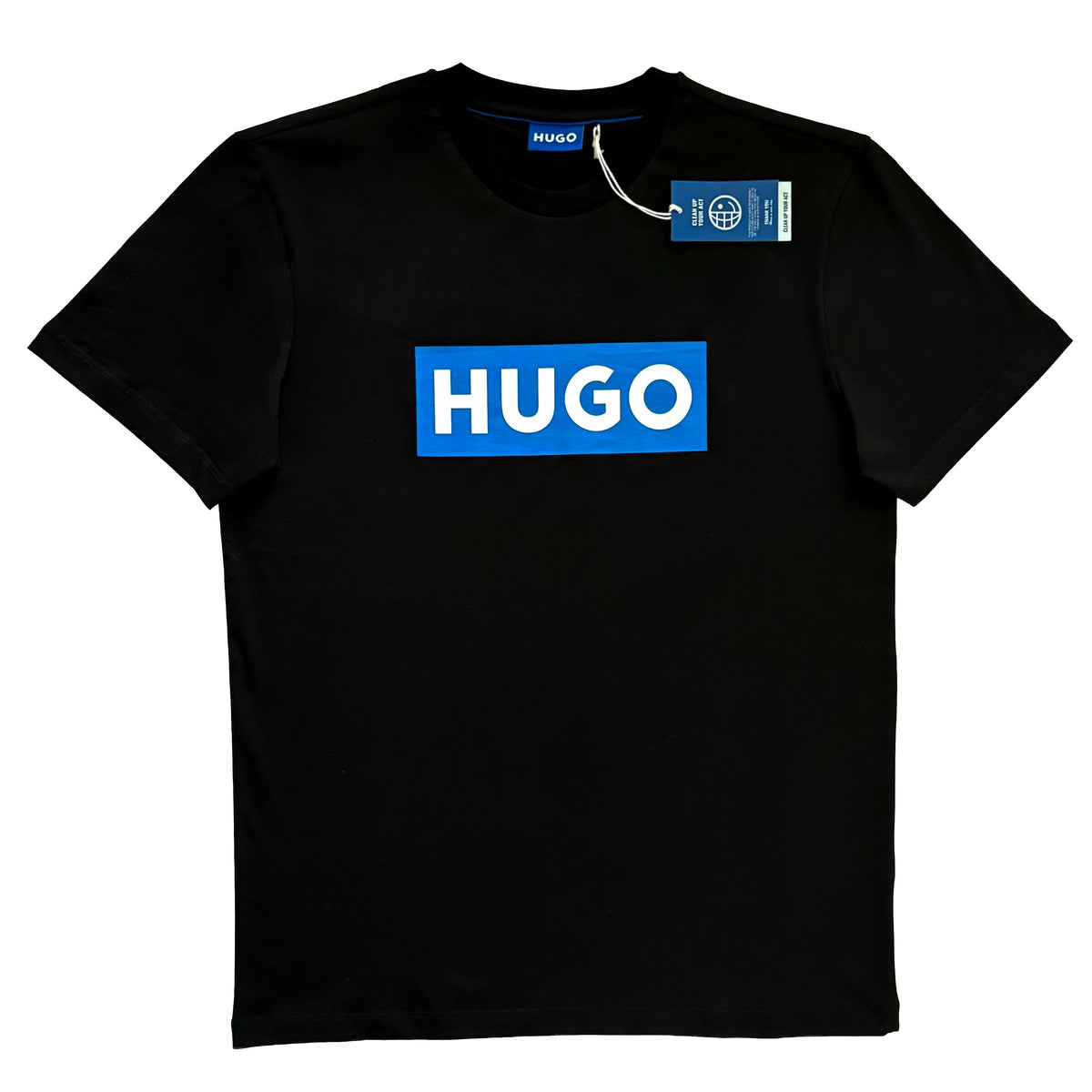 HUGO crna majica plavi logo